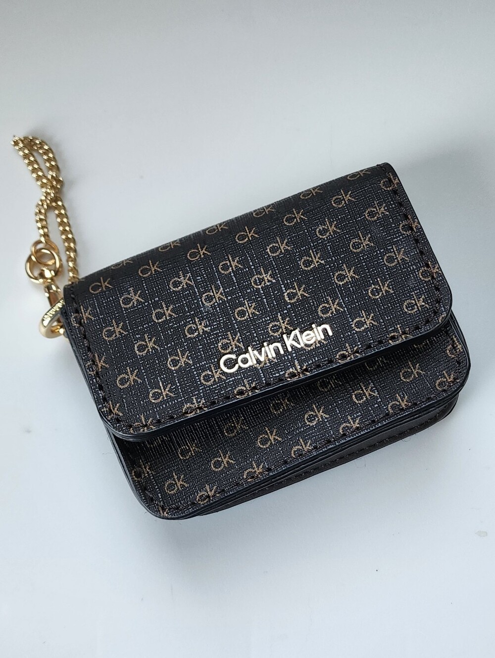 CK Monogram Bag Accessory Mini, Java Brown & Gold, Calvin Klein, NEW - No Tags!
